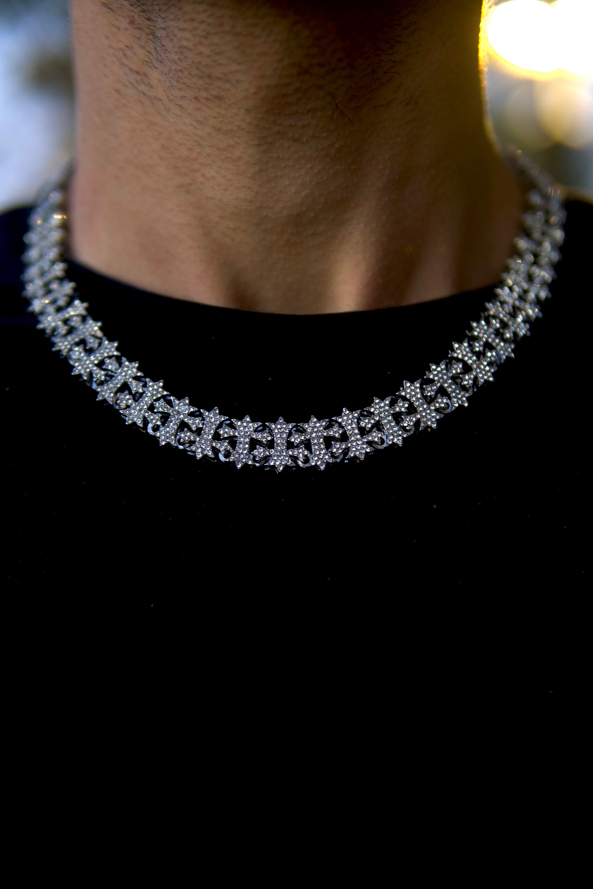 GlassHouse™ ICED SILVER CROSS CHAIN