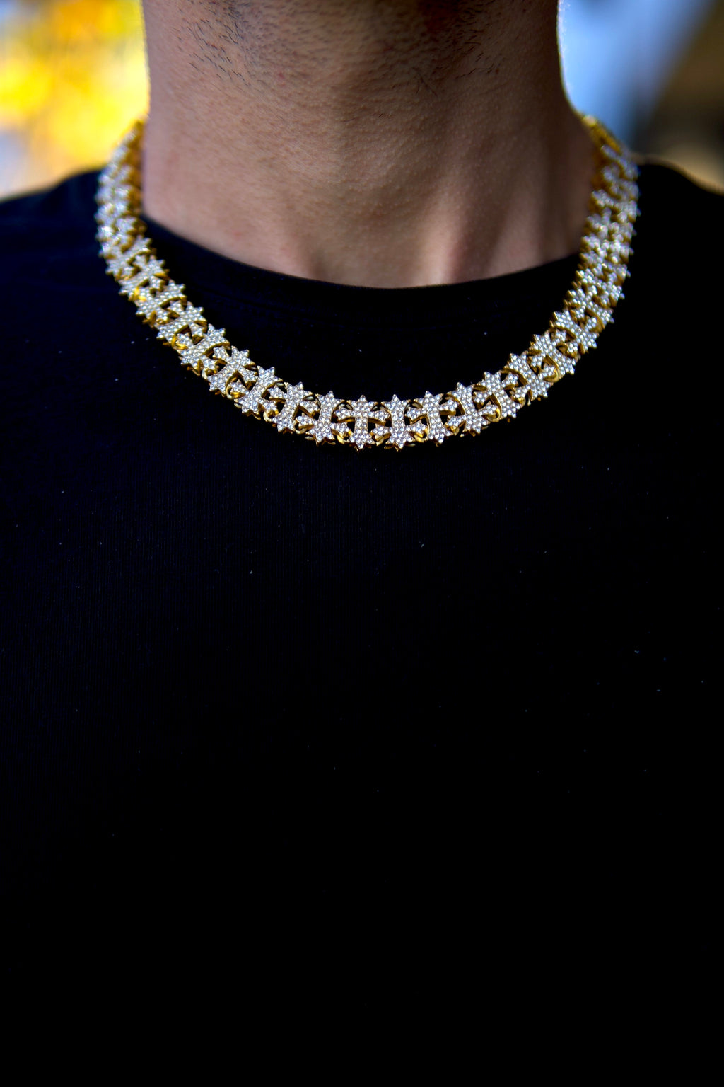 GlassHouse™ ICED GOLD CROSS CHAIN