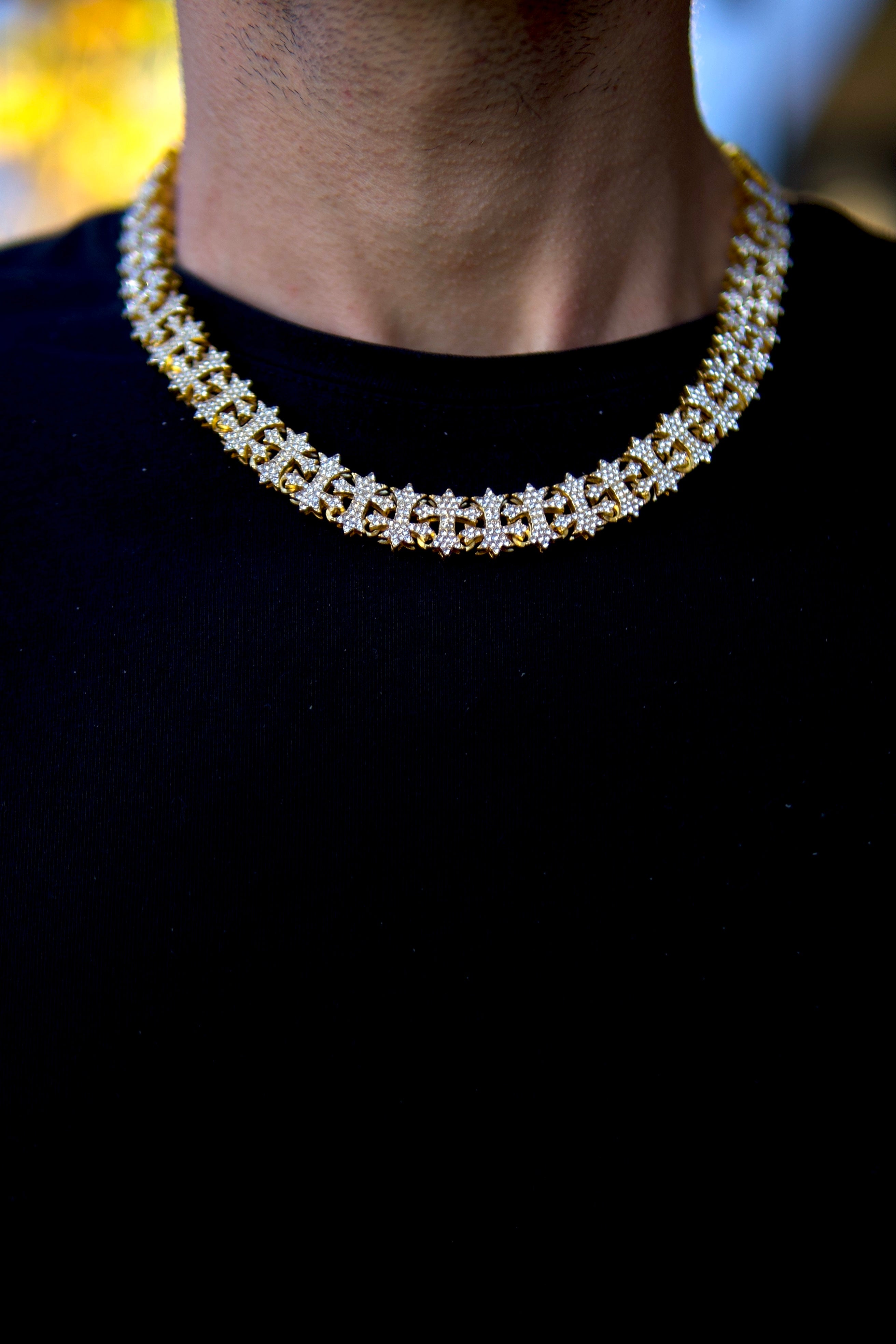 GlassHouse™ ICED GOLD CROSS CHAIN