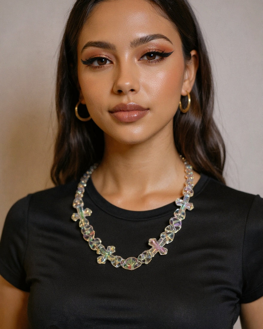 IRIDESCENT CROSS CHAIN
